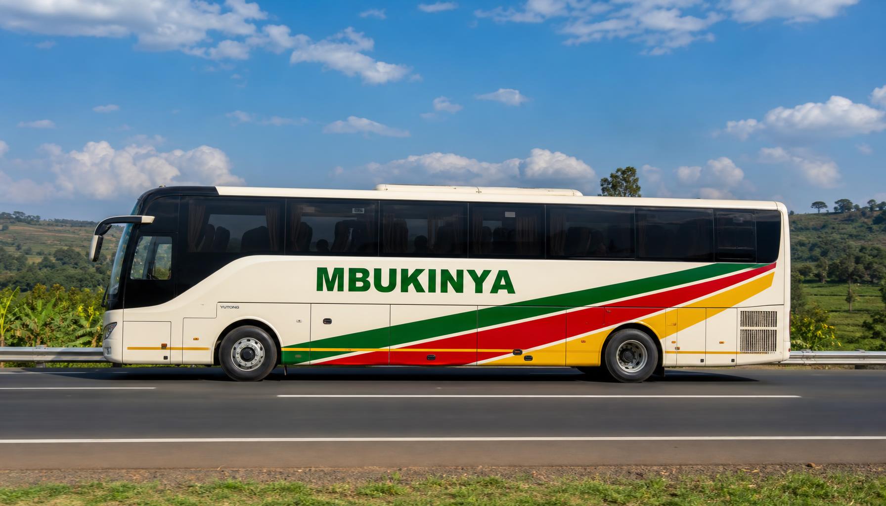 Mbukinya coach bus on the road